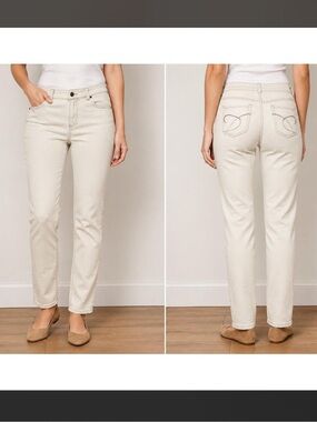 Chico's Platinum Denim Ultimate Slim Fit Leg Jeans Size 0 Beige Neutral Casual